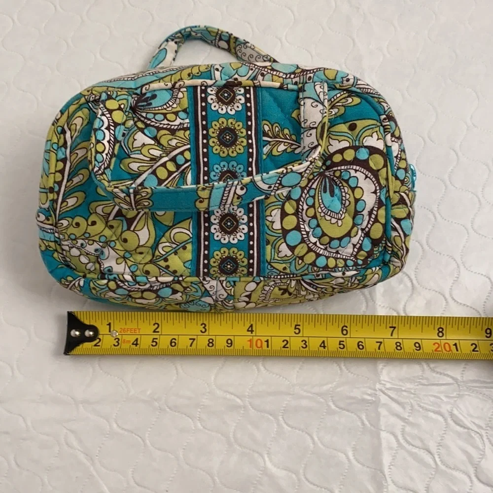 Vera Bradley Peacock on the Go turquoise multicolor cosmetic case with handles